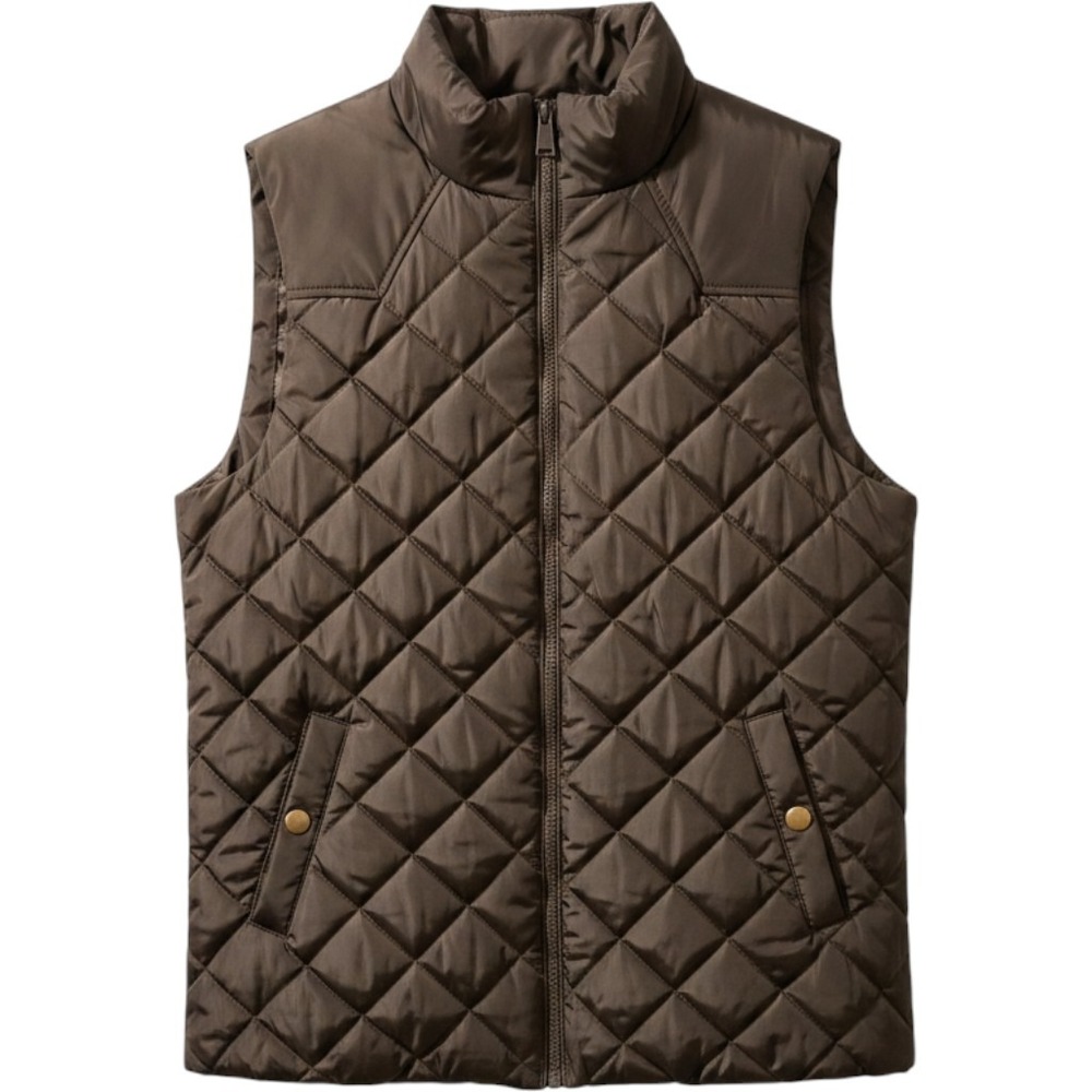 Zenana Outfitters Women Brown Quilted Puffer Vest QJ-2626AB Small
